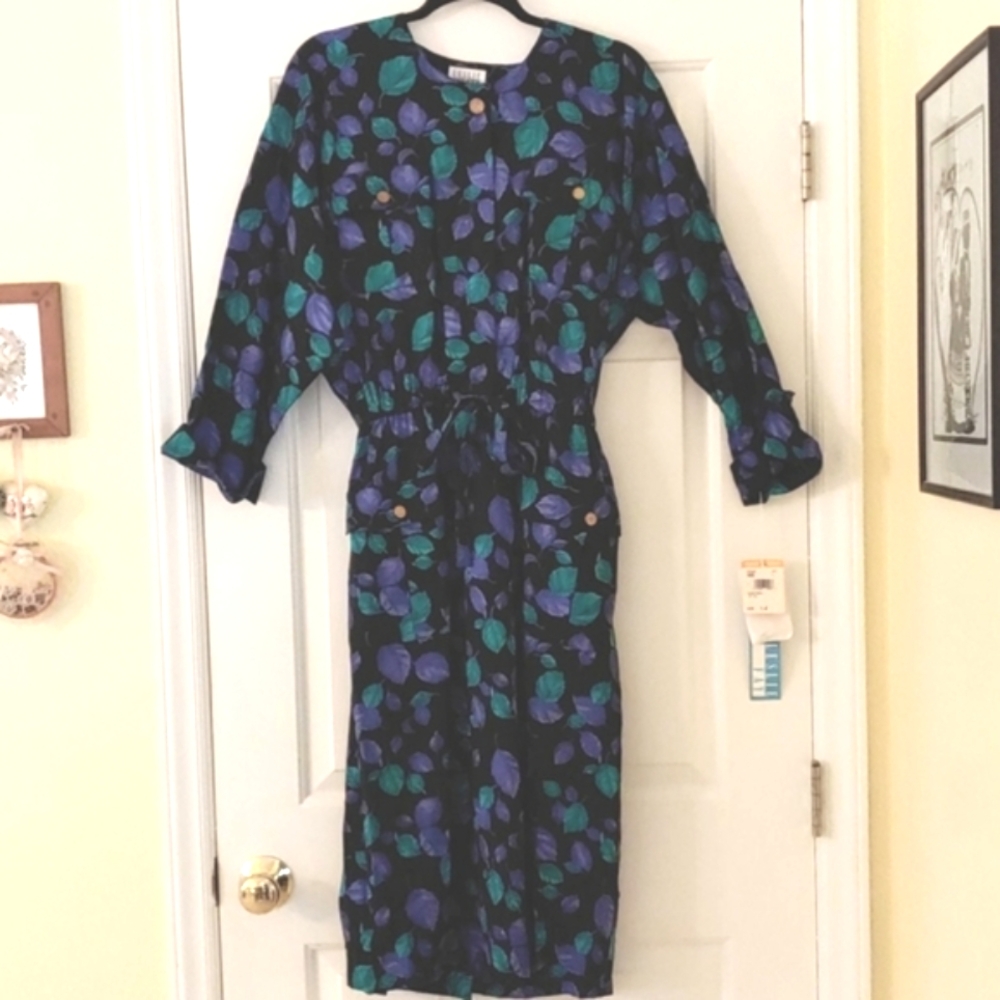 NEW Vtg. Leslie Fay Collections Dress Size 14 Mult colored -478 - Picture 3 of 11